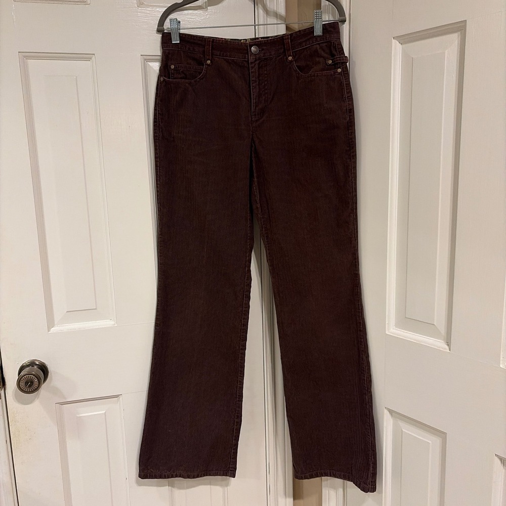 Liz Claiborne Womens Straight Leg Corduroy Pants Brown 4 100% Cotton Fine Wale